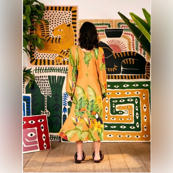 NWOT Anthropologie Farm Rio Tropical Desire Midi Dress - Picture 2 of 16